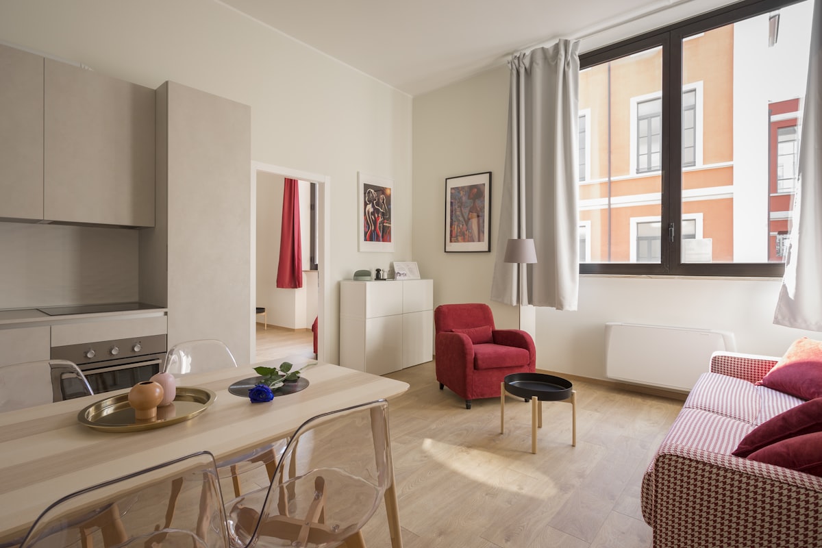 Renovated apartment living and dining area